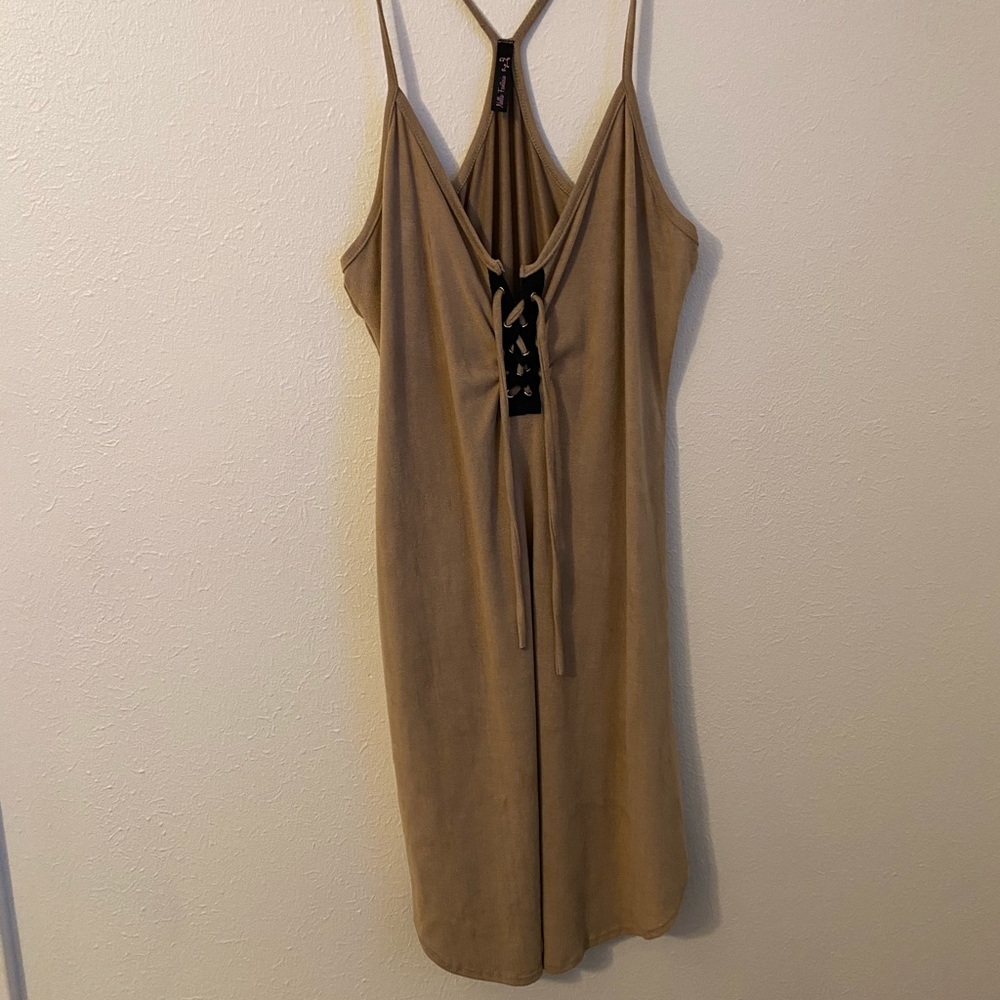 Beige suede mini dress